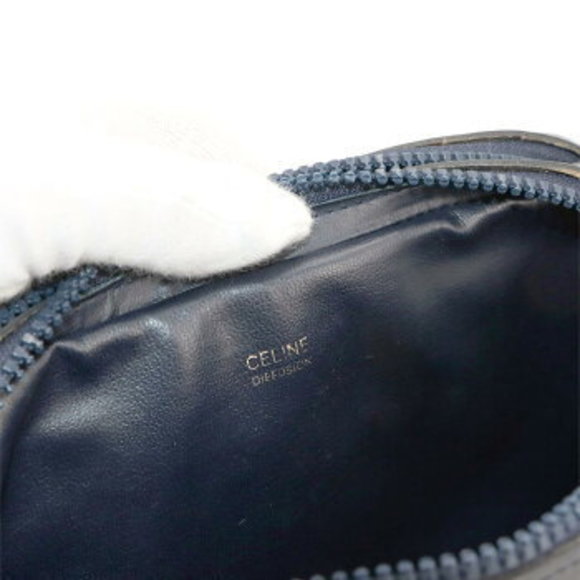 Celine Macadam Shoulder Bag Leather Navy Blue Sholder - Picture 8 of 9